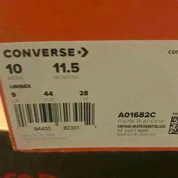Men Size 10/ Women Size 11.5 - Converse Chuck 70 AT-CX High Vintage White - Picture 5 of 6
